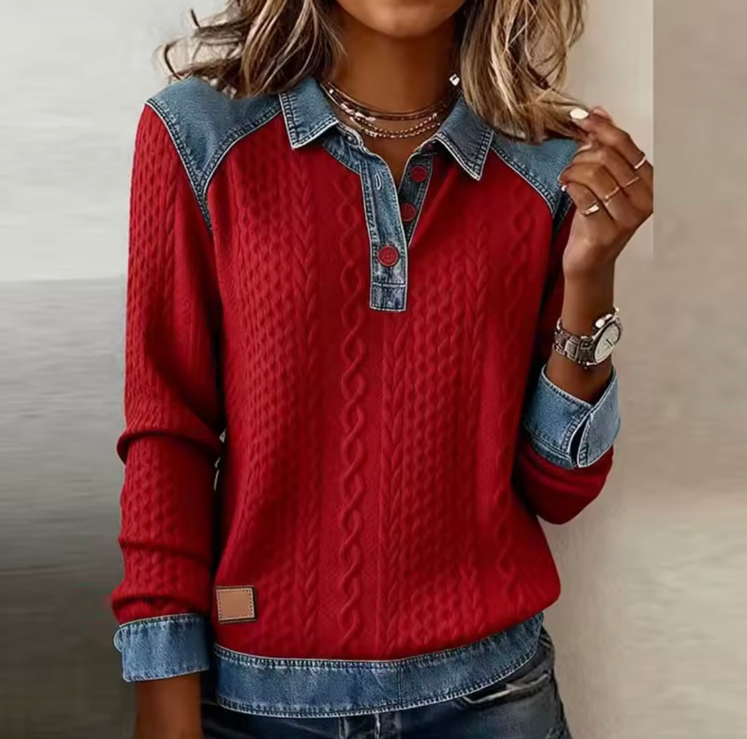 Vivian™ | Stylish Denim Collar Top - Maison Léa & Lou