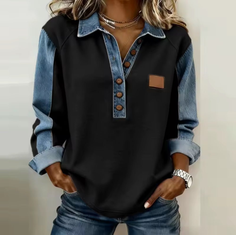 Rosemarie™ | Stylish Denim Collar Sweater - Maison Léa & Lou