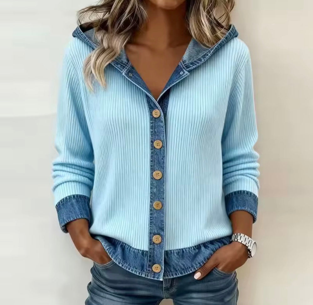 Maria™ | Denim Detail Shirt - Maison Léa & Lou