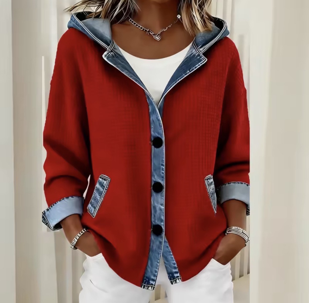 Maria™ | Denim Detail Shirt - Maison Léa & Lou