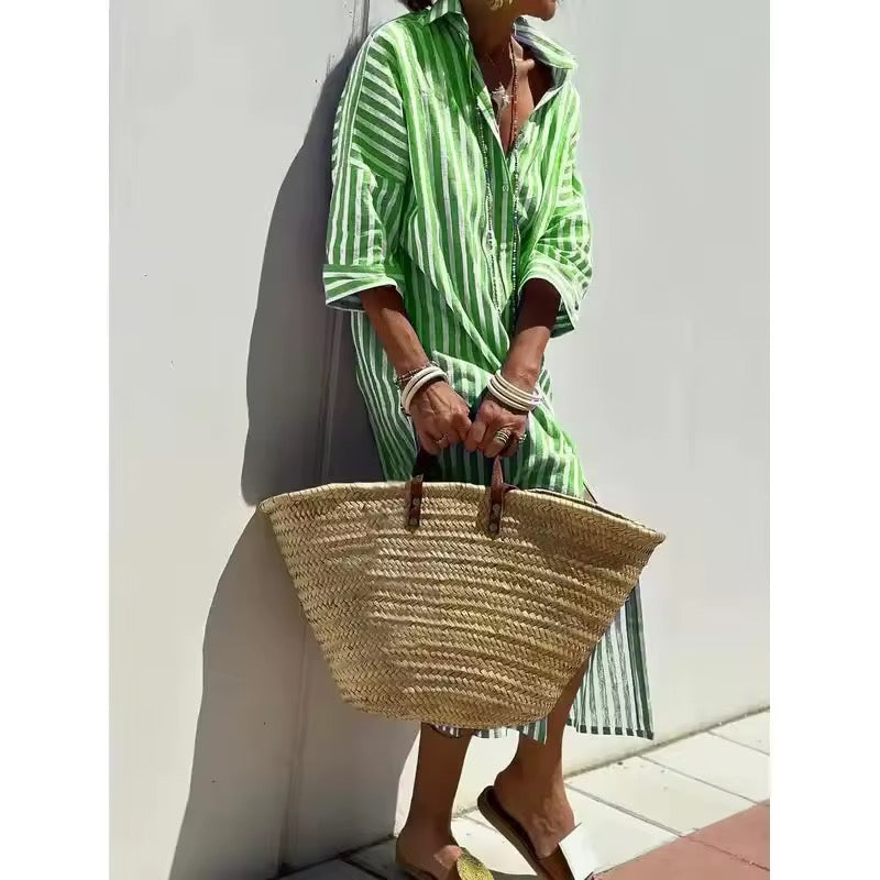 Pernille™ - Striped shirt dress - Maison Léa &amp; Lou