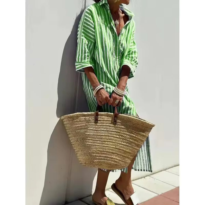 Pernille™ - Striped shirt dress - Maison Léa &amp; Lou