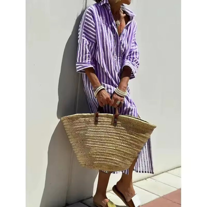 Pernille™ - Striped shirt dress - Maison Léa &amp; Lou