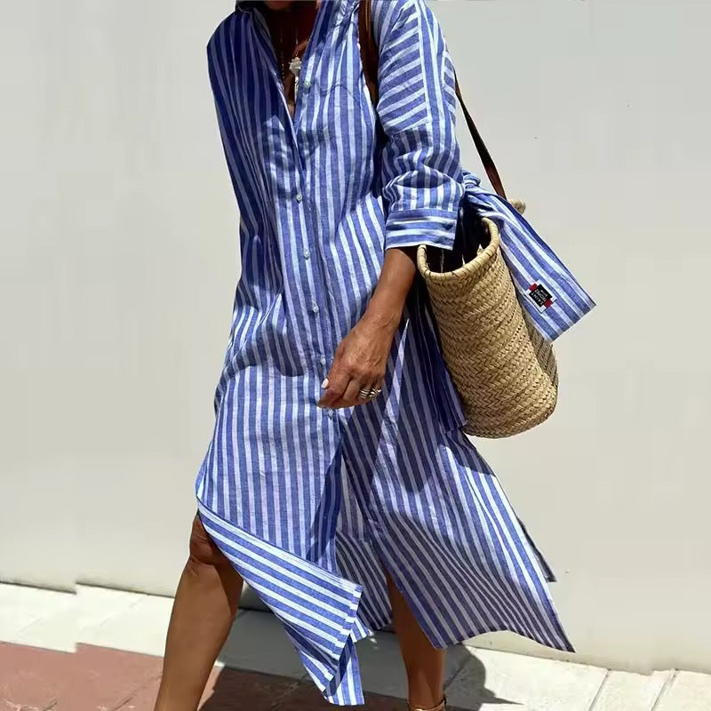 Pernille™ - Striped shirt dress - Maison Léa & Lou