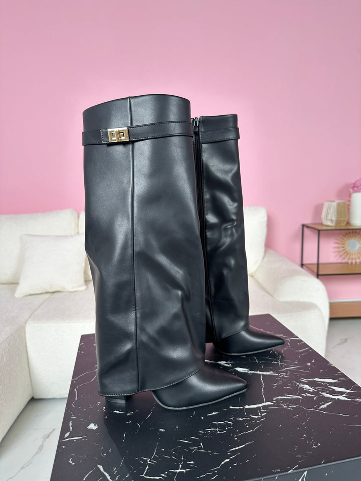 SERENA™ - Black Leather Boots - Maison Léa &amp; Lou