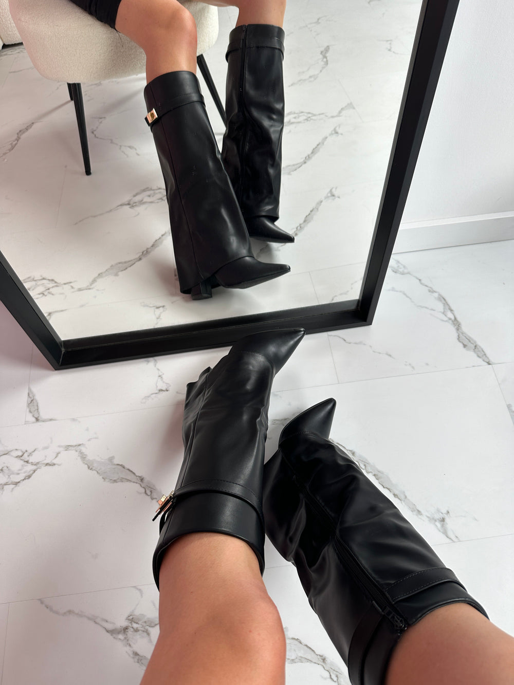 SERENA™ - Black Leather Boots - Maison Léa & Lou