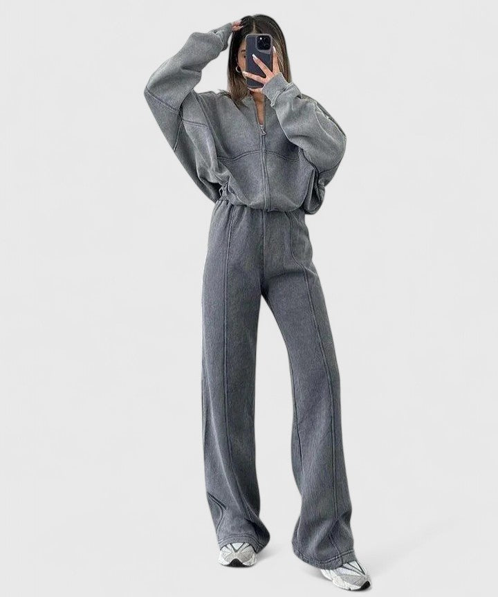 Suzanne | Relaxed Zip-Front Two-Piece Set - Maison Léa &amp; Lou