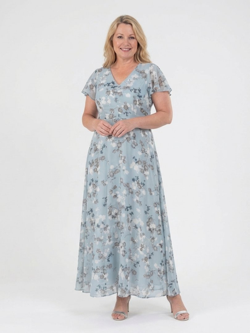 Ismeria | Floral Chiffon Maxi Dress - Maison Léa &amp; Lou