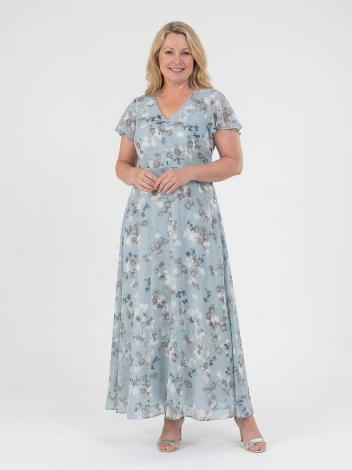 Ismeria | Floral Chiffon Maxi Dress - Maison Léa &amp; Lou