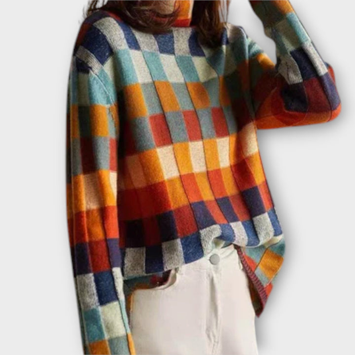 Erika - Patchwork Turtleneck Jumper