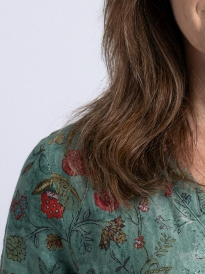 Marina | Floral V Neck Three Quarter Sleeve Maxi Dress - Maison Léa &amp; Lou