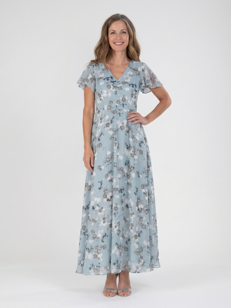 Ismeria | Floral Chiffon Maxi Dress - Maison Léa & Lou