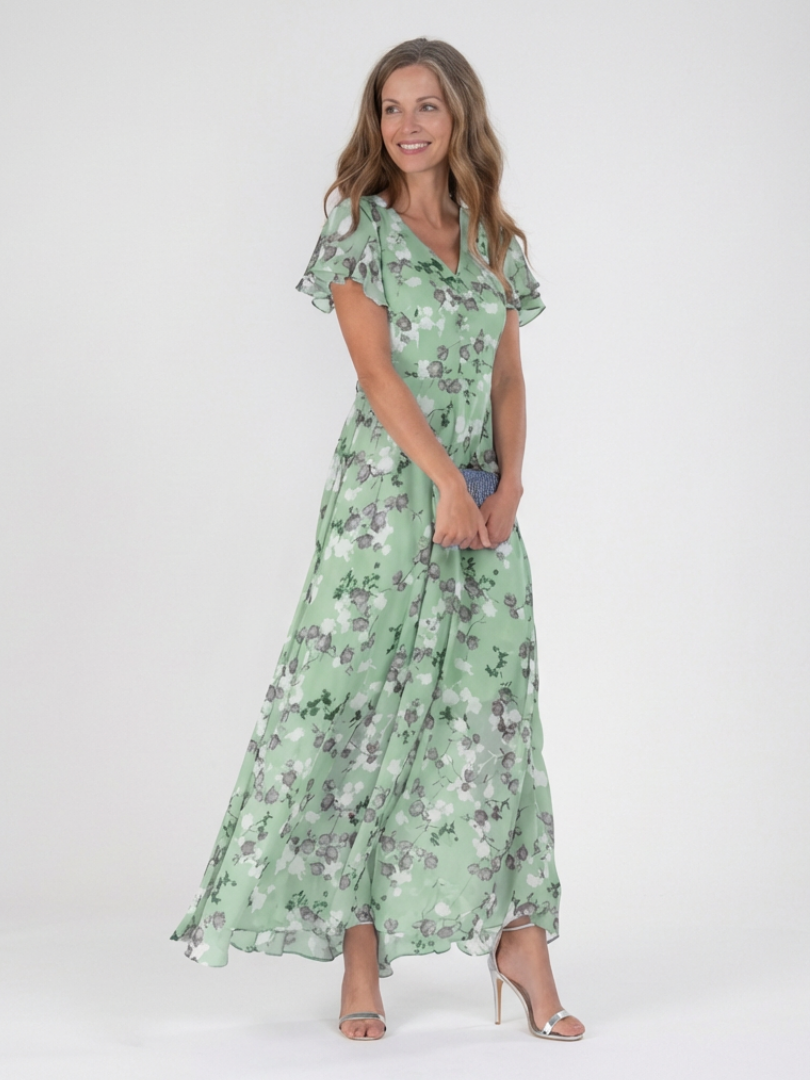 Ismeria | Floral Chiffon Maxi Dress - Maison Léa &amp; Lou