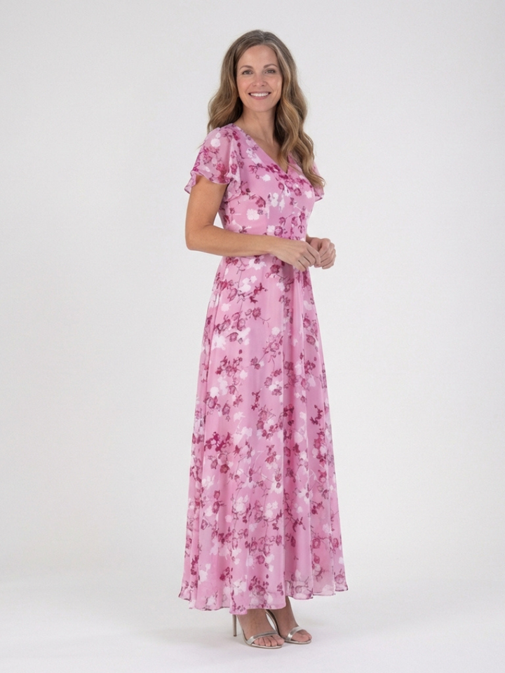 Ismeria | Floral Chiffon Maxi Dress - Maison Léa &amp; Lou
