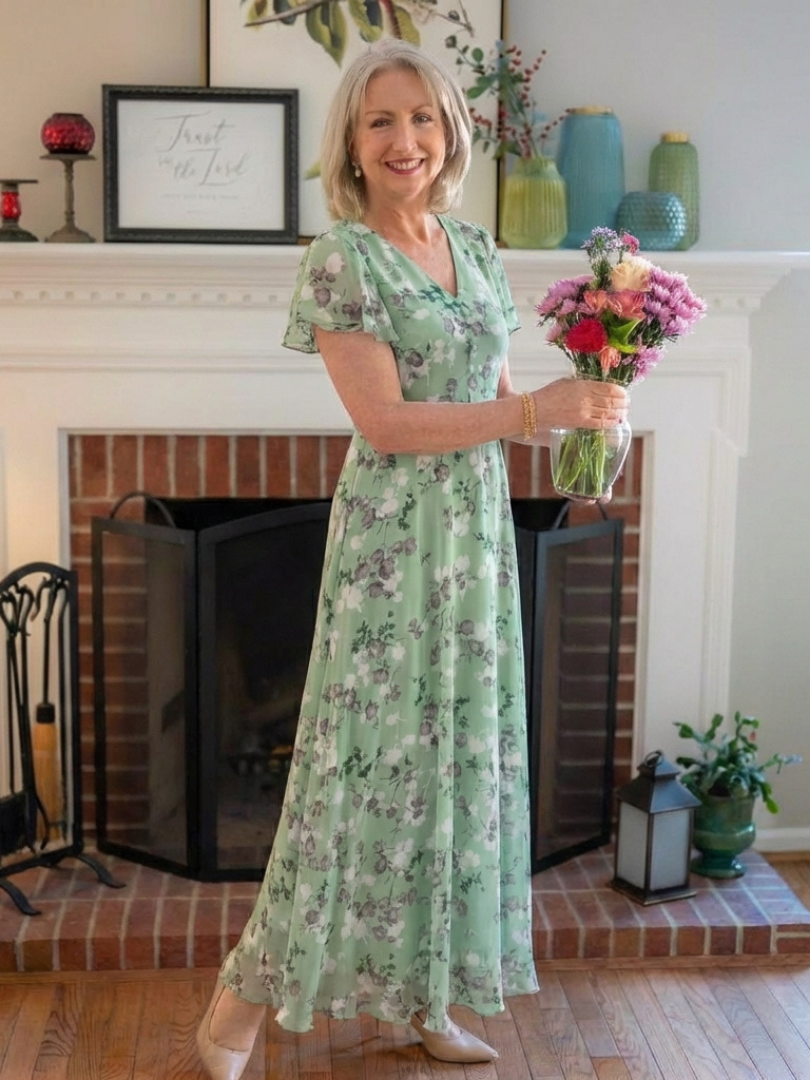 Ismeria | Floral Chiffon Maxi Dress - Maison Léa &amp; Lou