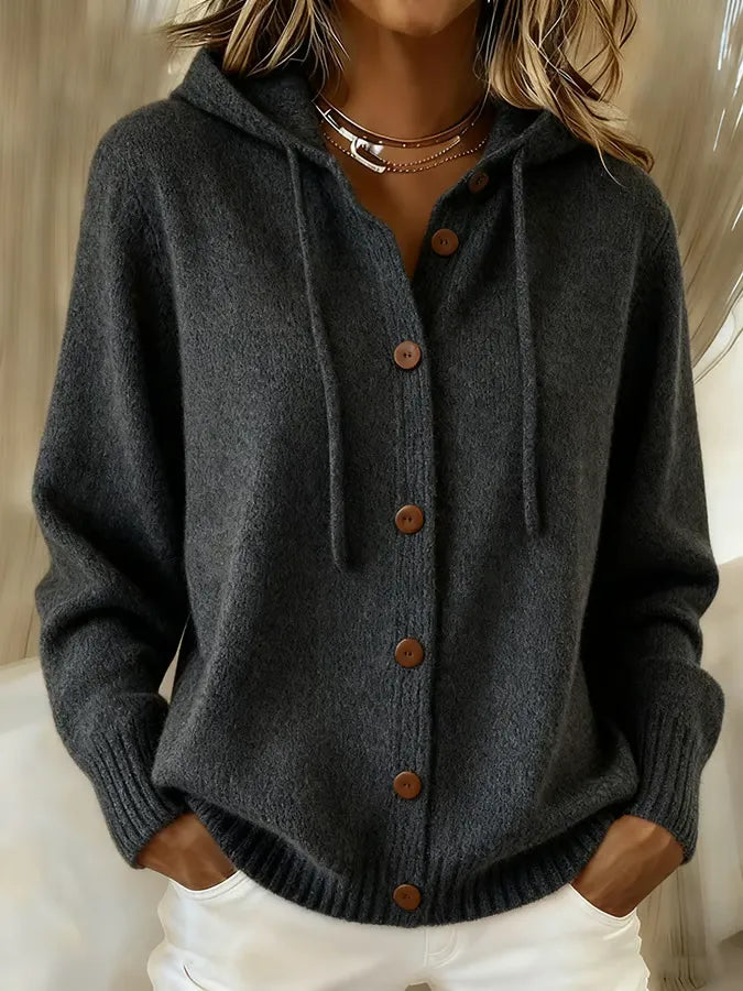 Laura | Hooded Button-Front Cardigan - Maison Léa &amp; Lou
