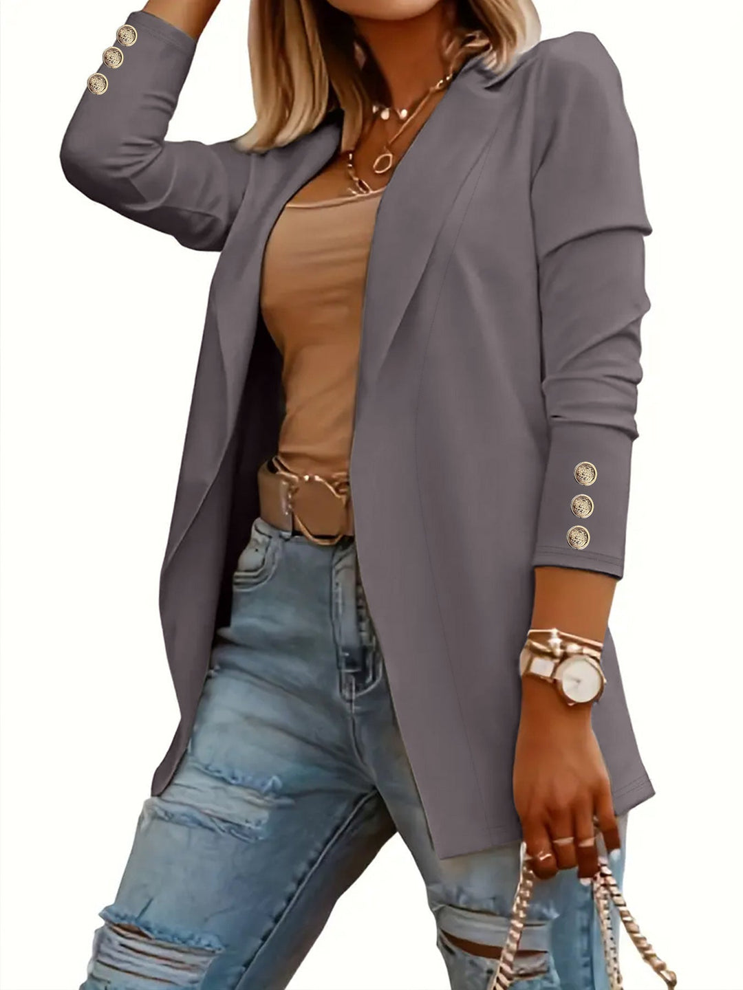 ODIN™ - Casual Long Sleeve Open Front Blazer - Maison Léa &amp; Lou