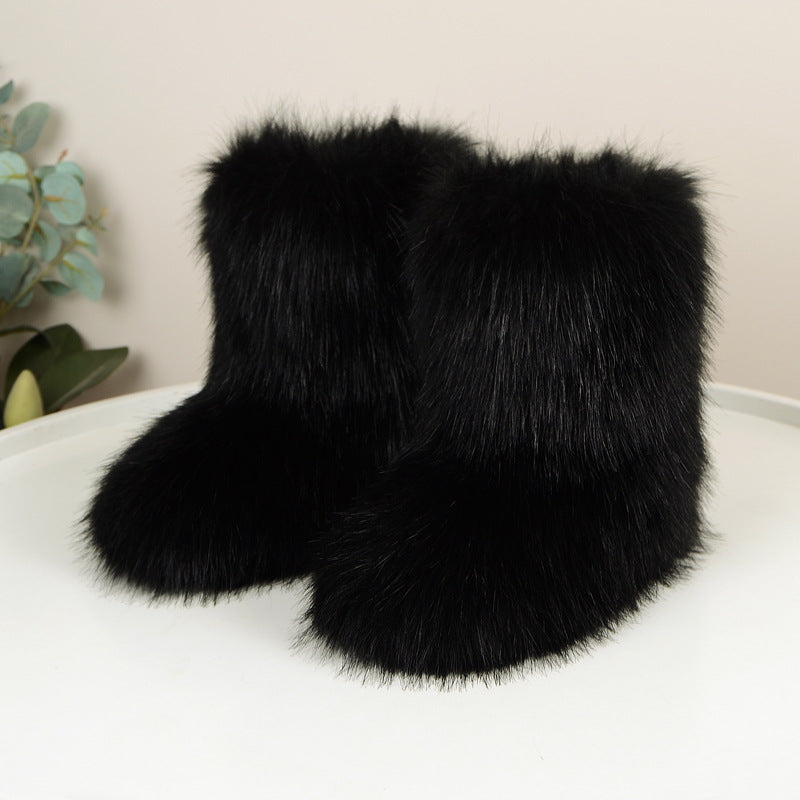 HIRA™ - Chic Trendy Furry Mid Length Winter Boots - Maison Léa &amp; Lou