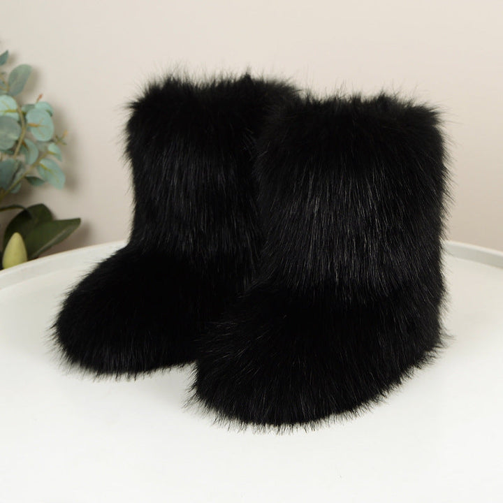 HIRA™ - Chic Trendy Furry Mid Length Winter Boots - Maison Léa &amp; Lou