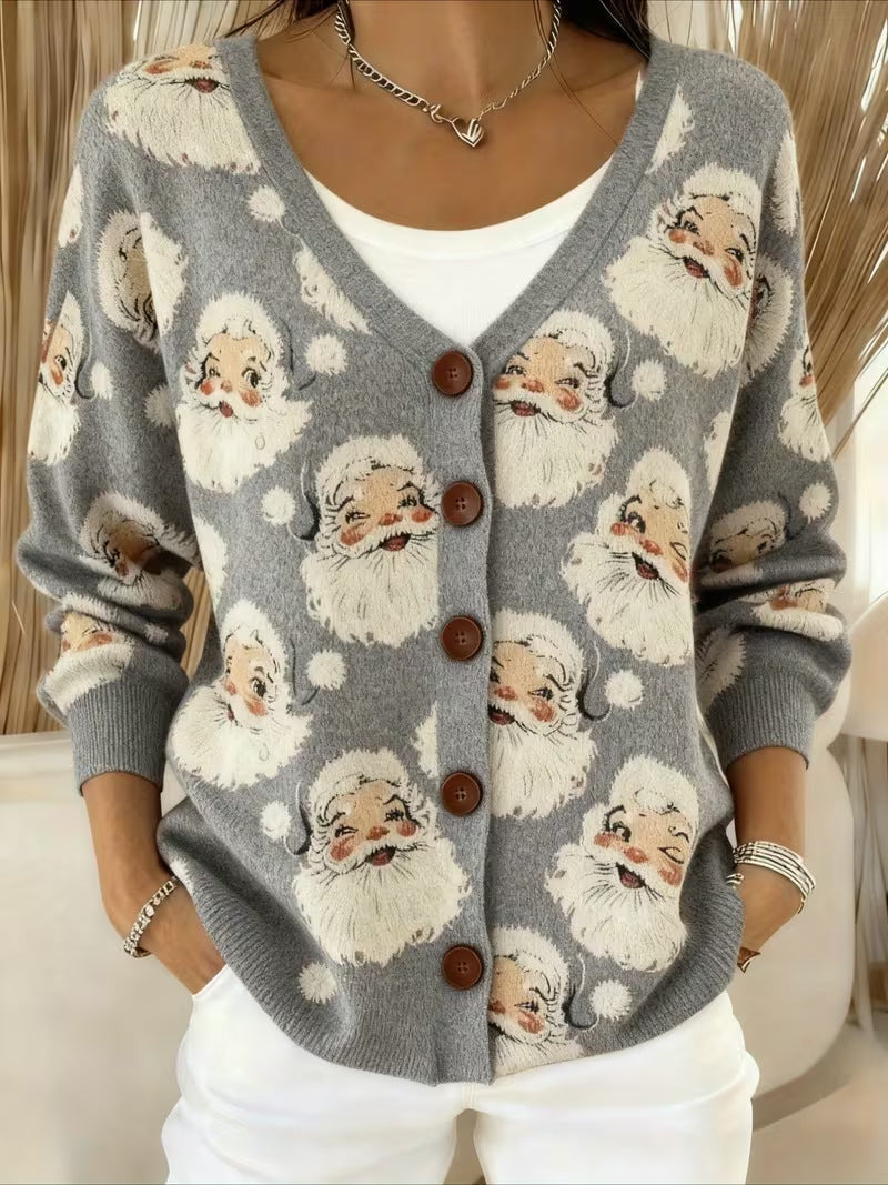 SANTA™ | Jolly Santa Face Cardigan - Maison Léa &amp; Lou