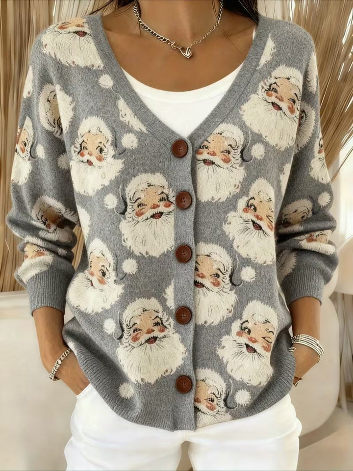 SANTA™ | Jolly Santa Face Cardigan - Maison Léa &amp; Lou