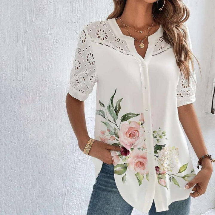 ANNELISE™ – Casual Lace Printed Blouse - Maison Léa &amp; Lou