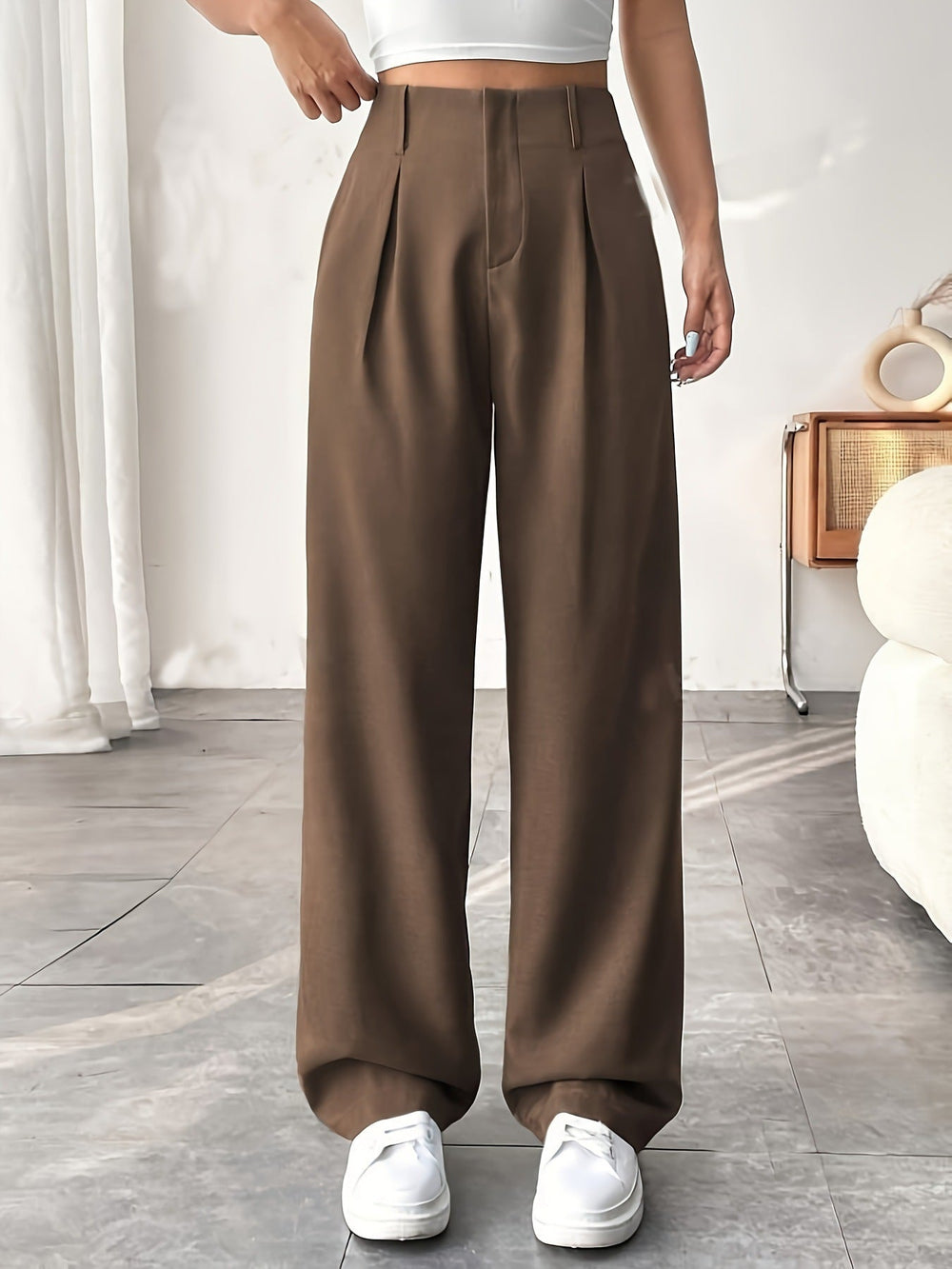 BELISIMA™ – Elegant Pleated Wide-Leg Office Trouser - Maison Léa & Lou