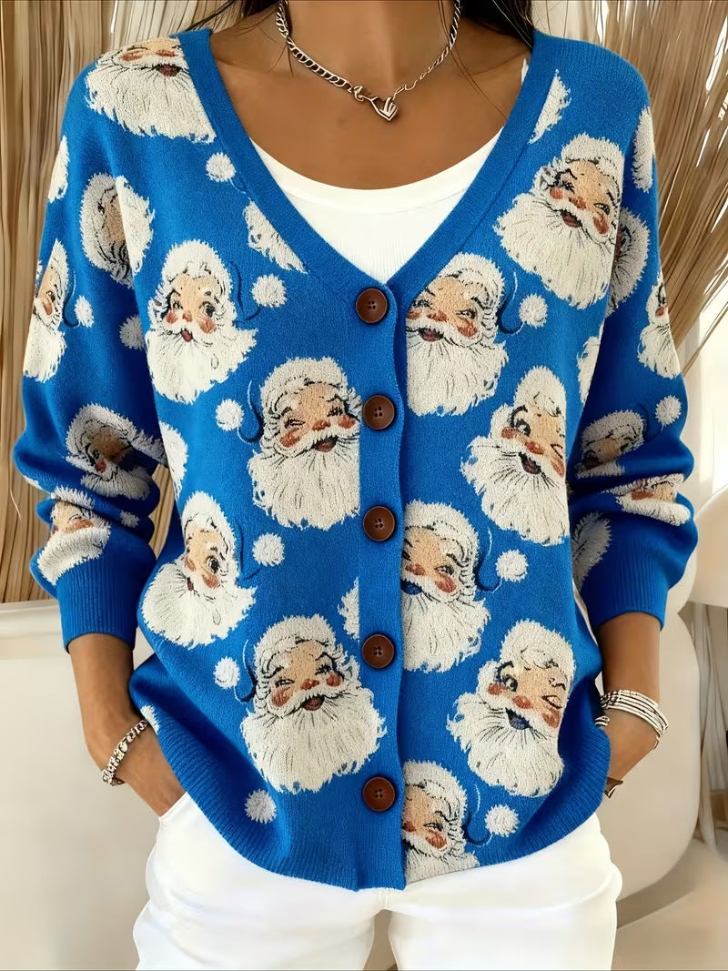 SANTA™ | Jolly Santa Face Cardigan - Maison Léa &amp; Lou