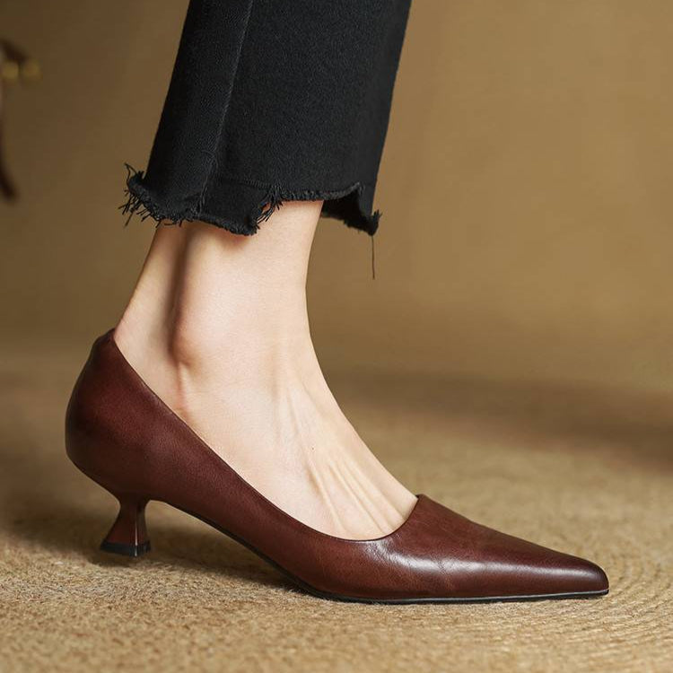 Sarah | Refined Pointed Toe Leather Pumps