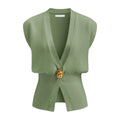 DAISY™ – Elegant V-Neck Button-Front Vest Top - Maison Léa & Lou