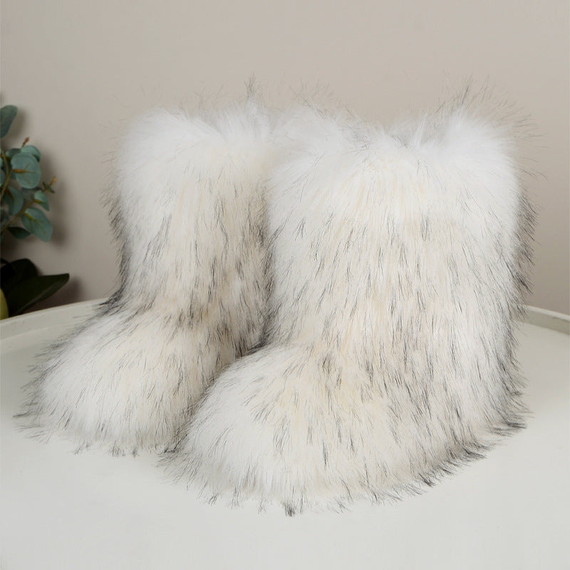 HIRA™ - Chic Trendy Furry Mid Length Winter Boots - Maison Léa &amp; Lou