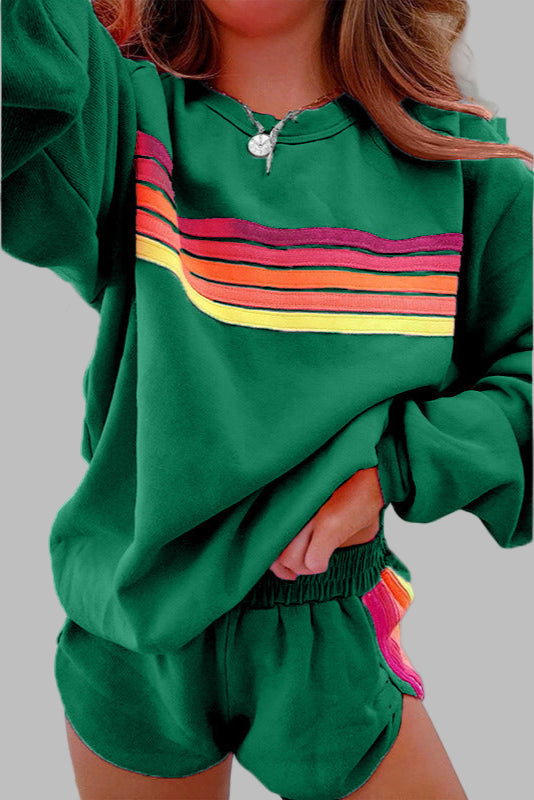 JOVIE™ - Comfy Striped Crew Neck Top and Shorts Pajama Set - Maison Léa &amp; Lou