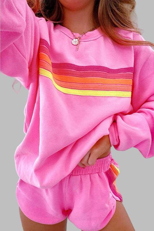 JOVIE™ - Comfy Striped Crew Neck Top and Shorts Pajama Set - Maison Léa &amp; Lou