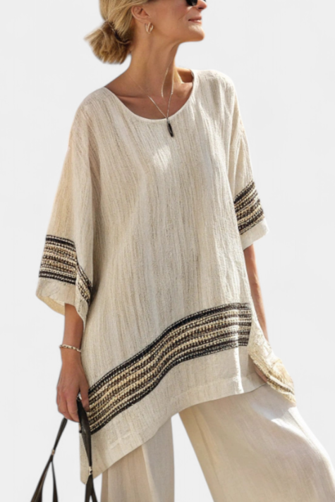 Harlowe | Elegant Black-Striped Linen Top & Flowing Pants - Maison Léa & Lou