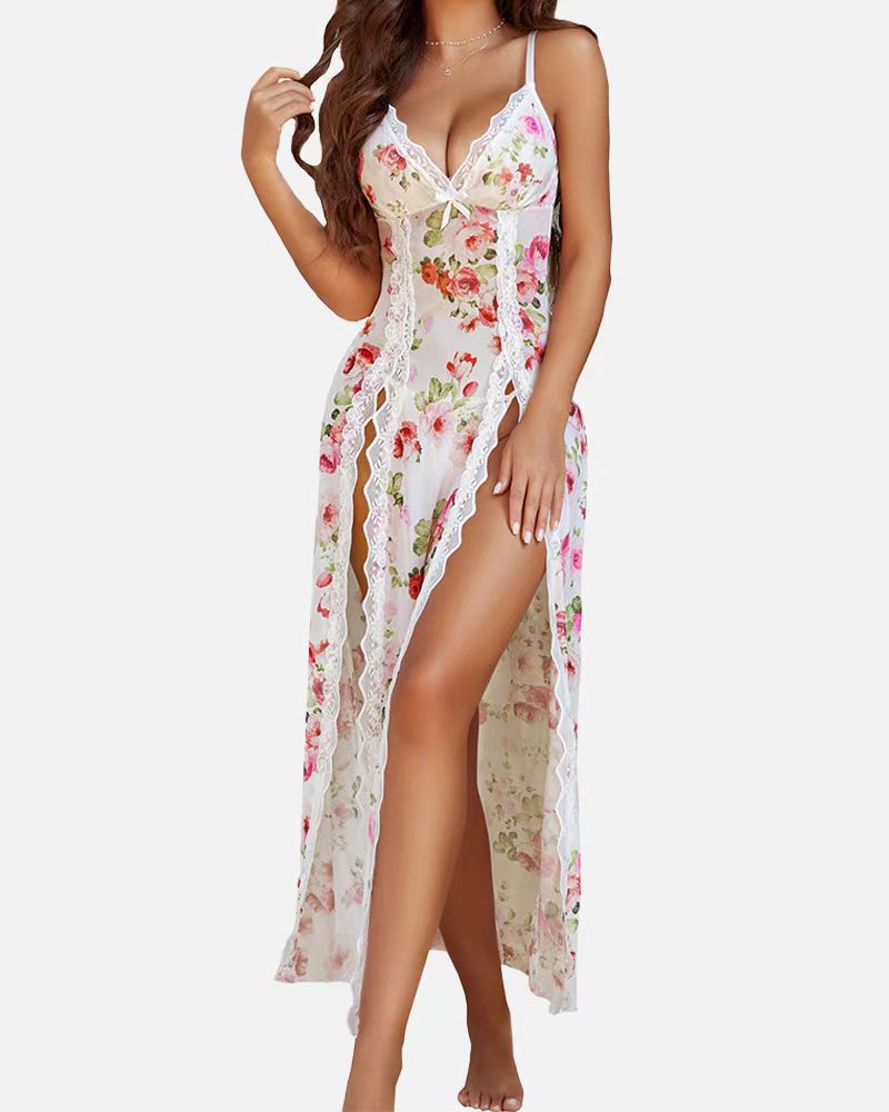 LUZY™ - Casual V-Neck Lingerie Maxi Nightdress