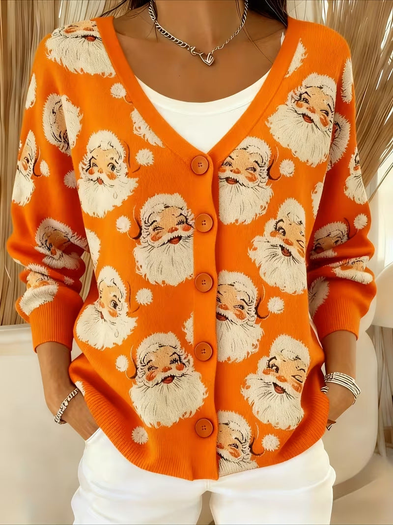 SANTA™ | Jolly Santa Face Cardigan - Maison Léa &amp; Lou