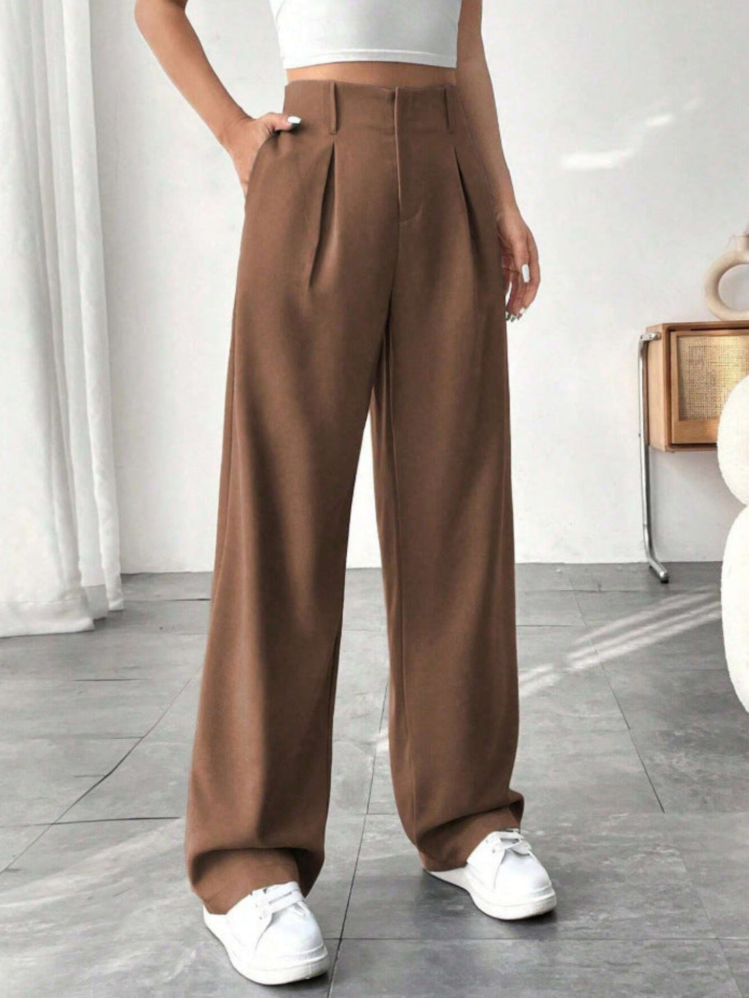 BELISIMA™ – Elegant Pleated Wide-Leg Office Trouser - Maison Léa &amp; Lou