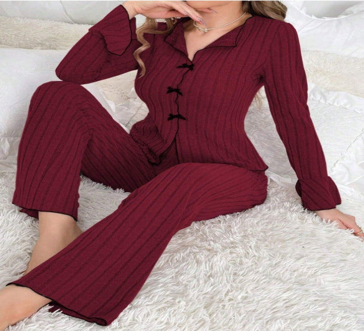 Kenzie™ - Chic V-Neck Top &amp; Pants Loungewear Set - Maison Léa &amp; Lou