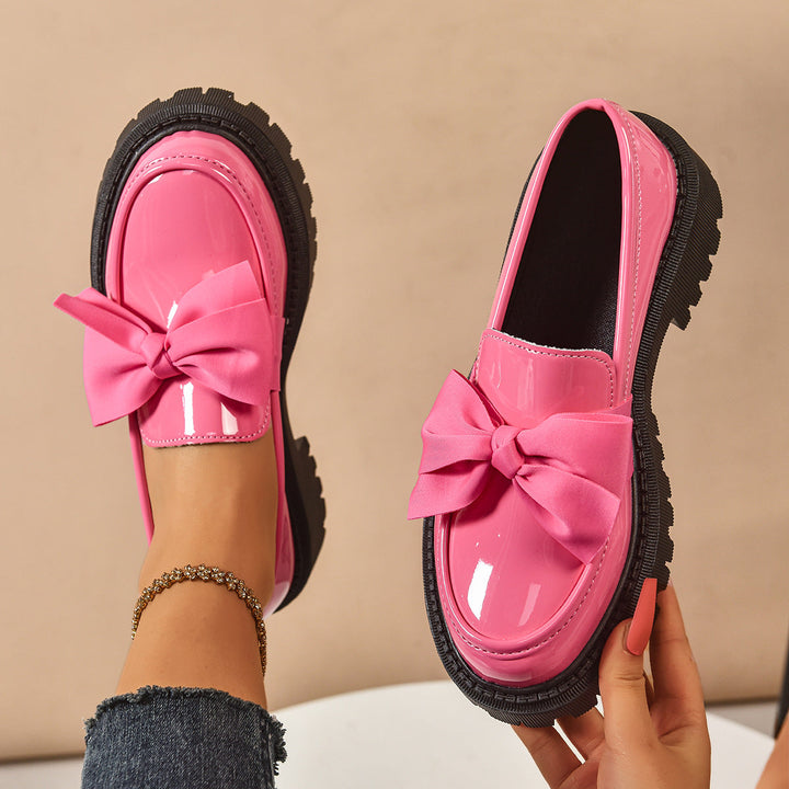 FULI™ - Elegant Solid Color Bowknot Slip-On Loafers - Maison Léa &amp; Lou