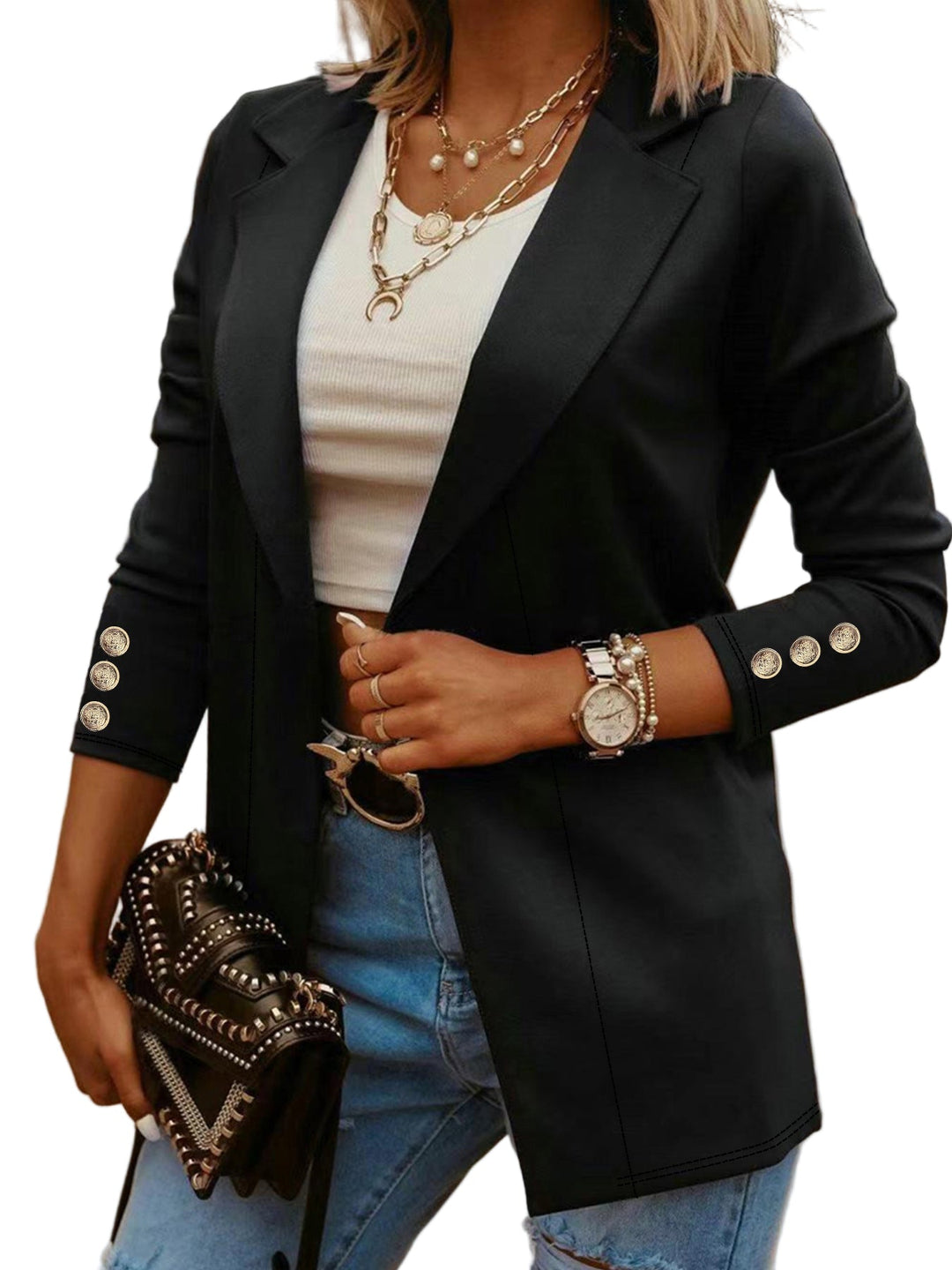 ODIN™ - Casual Long Sleeve Open Front Blazer - Maison Léa &amp; Lou