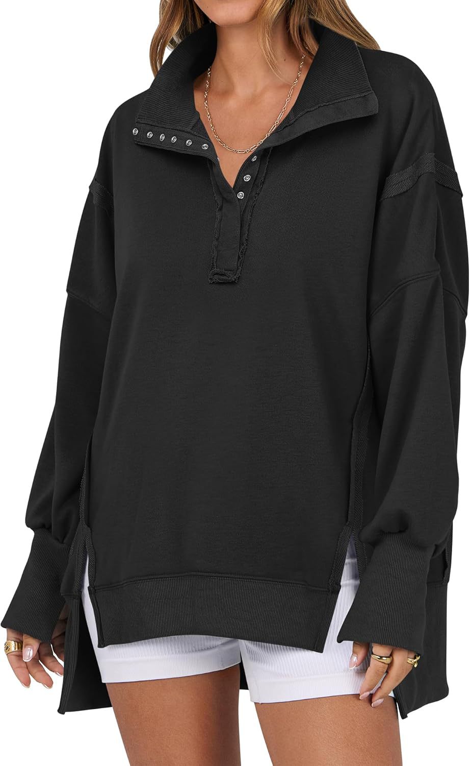 KAYLIE™ - Chic Oversized Button-Up Sweatshirt - Maison Léa &amp; Lou