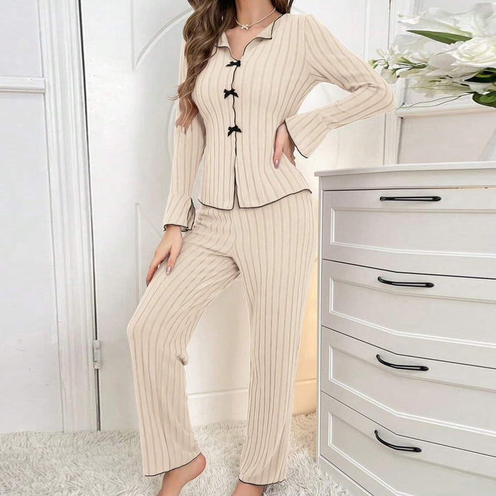 Kenzie™ - Chic V-Neck Top &amp; Pants Loungewear Set - Maison Léa &amp; Lou