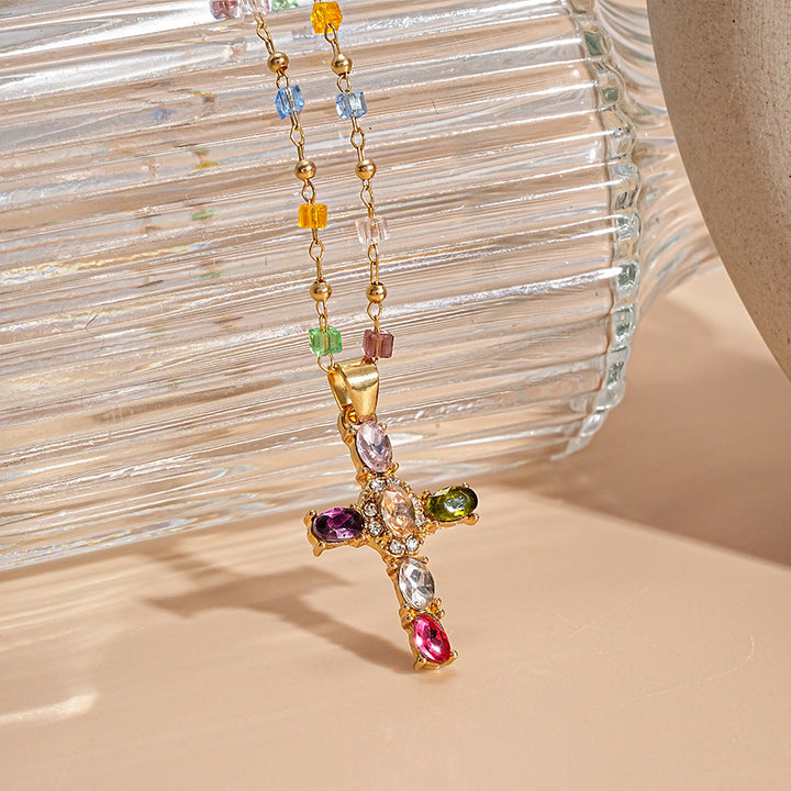 Collana a Croce con Gemma Radiante