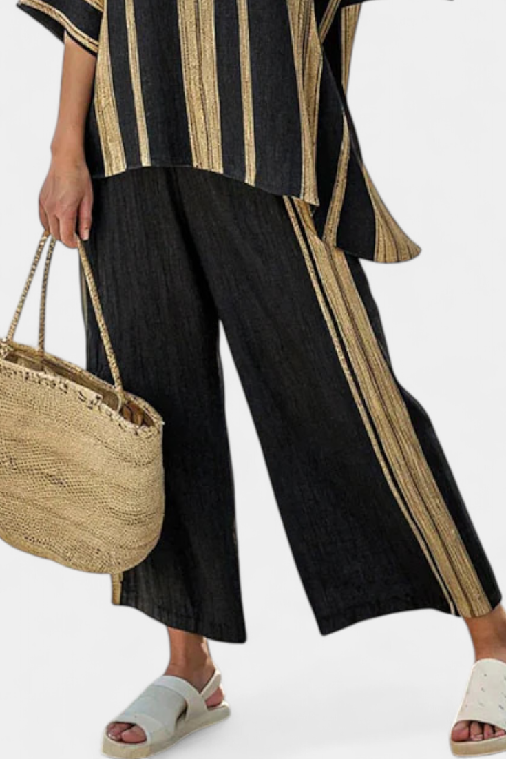 Calden | Comfortable Oversized Striped Top &amp; Relaxed Linen Pants - Maison Léa &amp; Lou