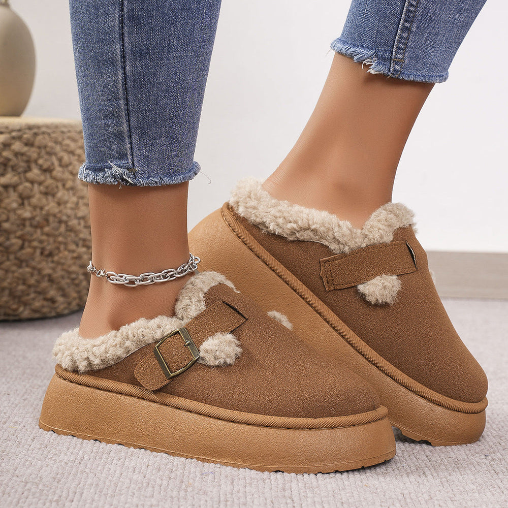 EVANTHE™ - Comfy Platform Short Ankle Buckle Fleece Boots - Maison Léa & Lou