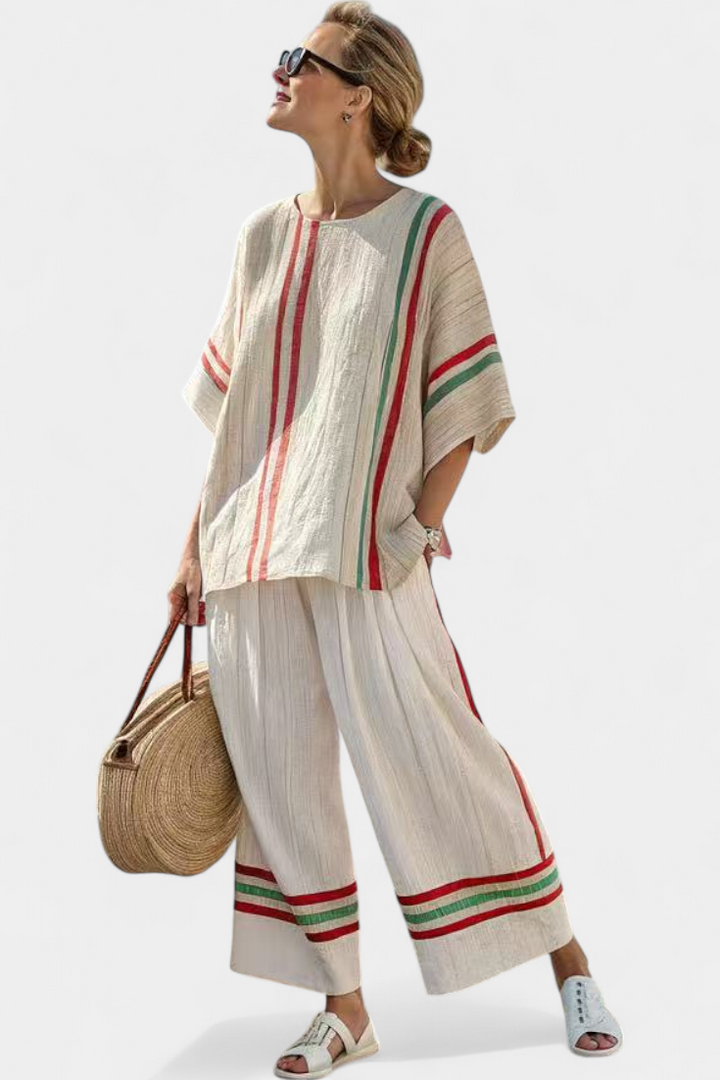 Truvane | Comfortable Boho Print Blouse &amp; Loose-Fit Pants - Maison Léa &amp; Lou