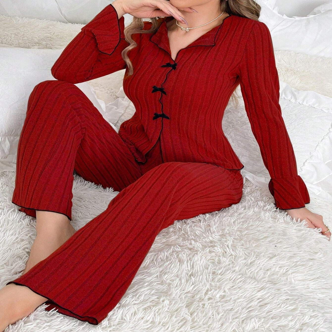 Kenzie™ - Chic V-Neck Top &amp; Pants Loungewear Set - Maison Léa &amp; Lou