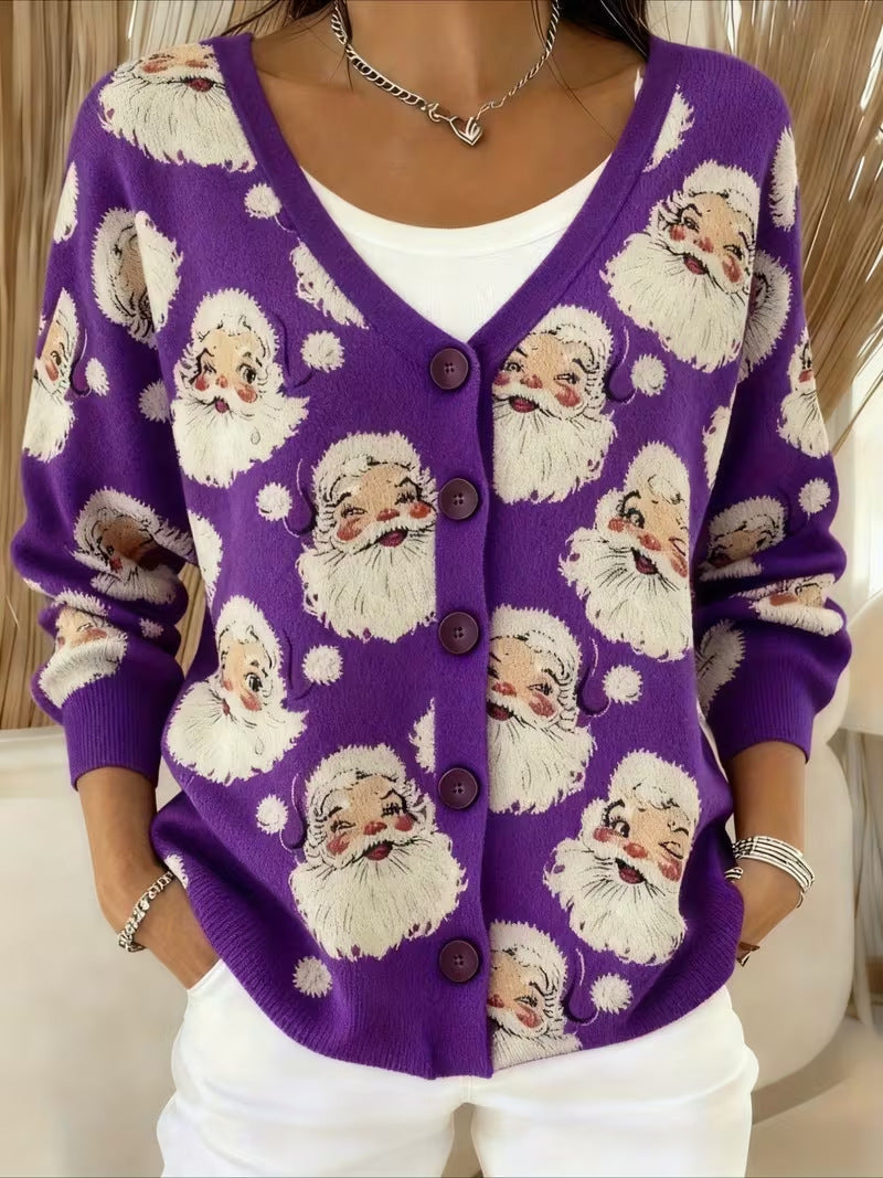 SANTA™ | Jolly Santa Face Cardigan - Maison Léa &amp; Lou