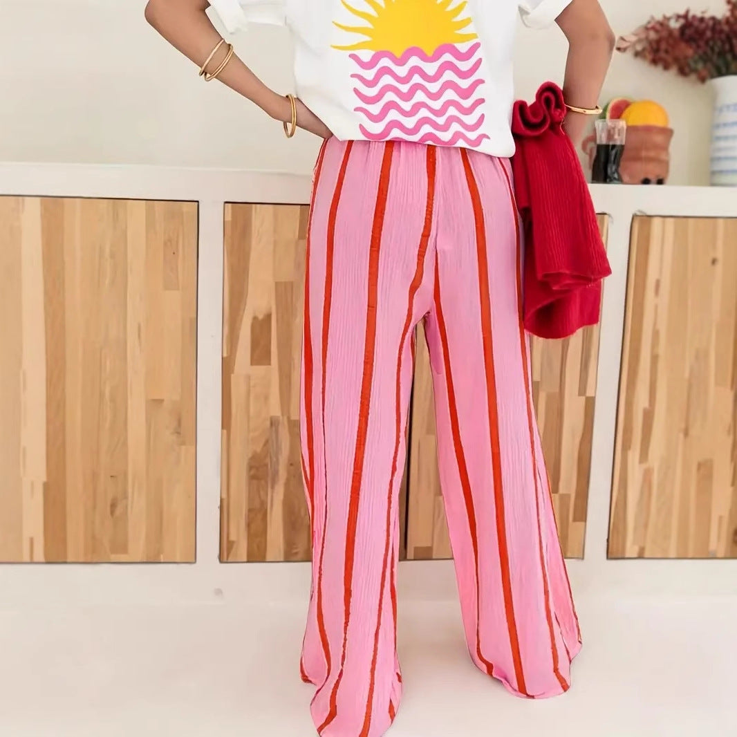 CHARO™ – Comfy Striped Wide-Leg Lounge Trousers