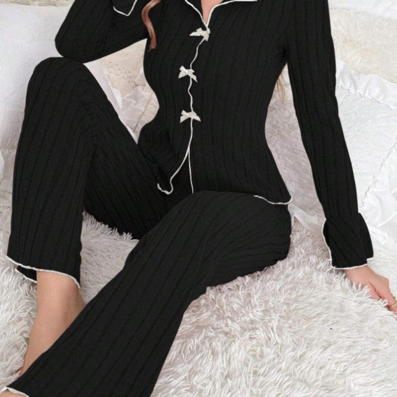 Kenzie™ - Chic V-Neck Top & Pants Loungewear Set - Maison Léa & Lou